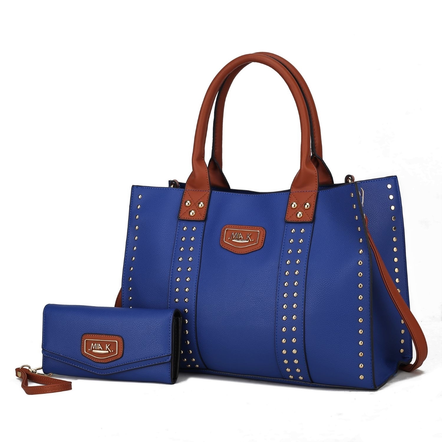 MKF Collection Davina Vegan Leather Women's Tote Handbag By Mia K With Wallet -2 Pieces - Royal Blue
