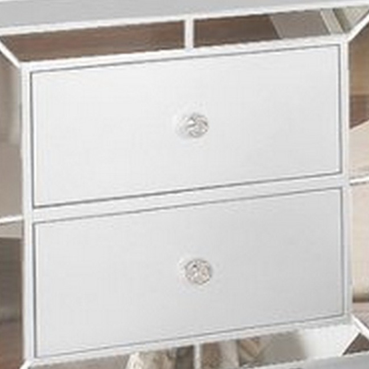 Eli 23 Inch Modern Wood Nightstand, 2 Drawers, Mirrored Edges, Clean White- Saltoro Sherpi