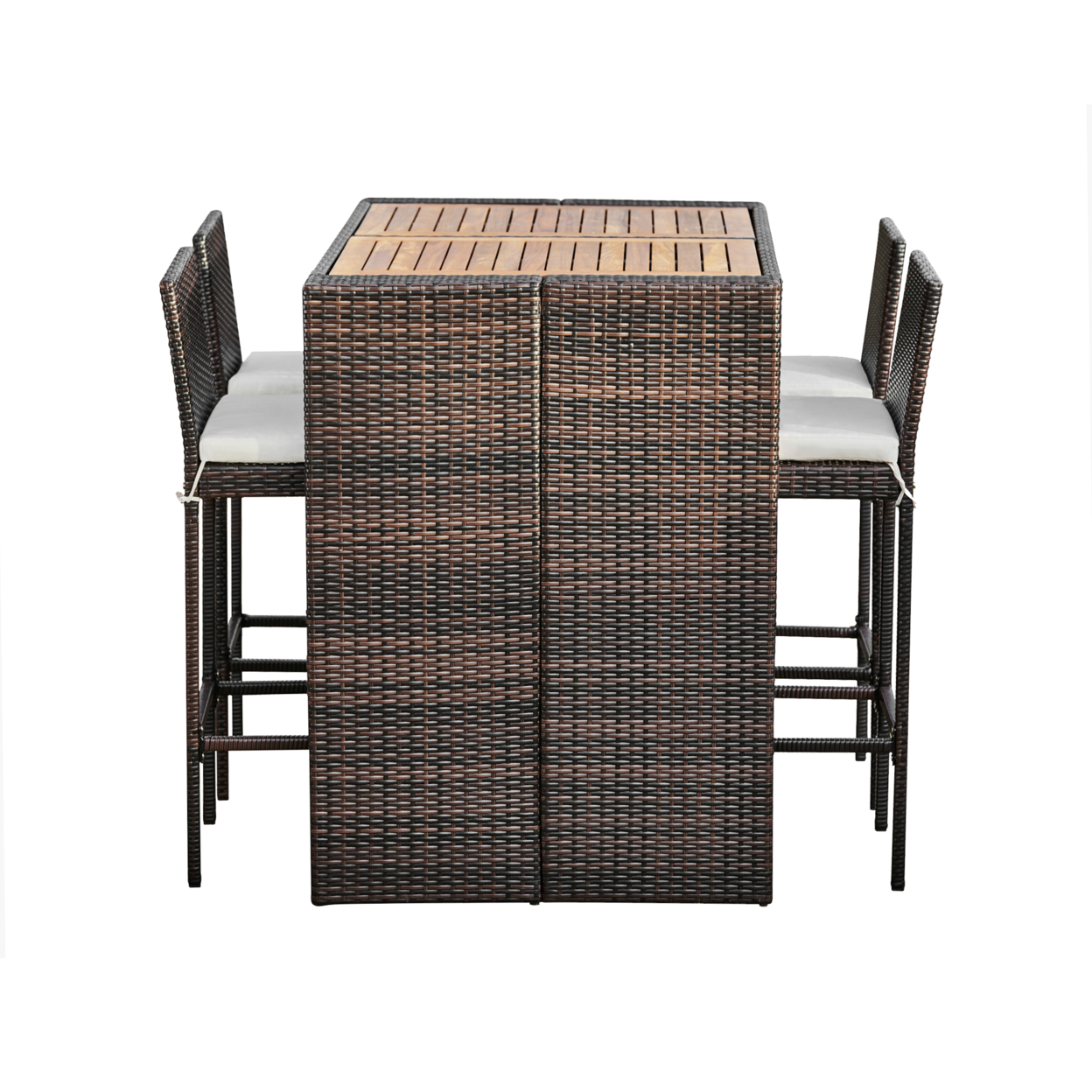 5 Pc Outdoor Wicker Dining Set, Brown