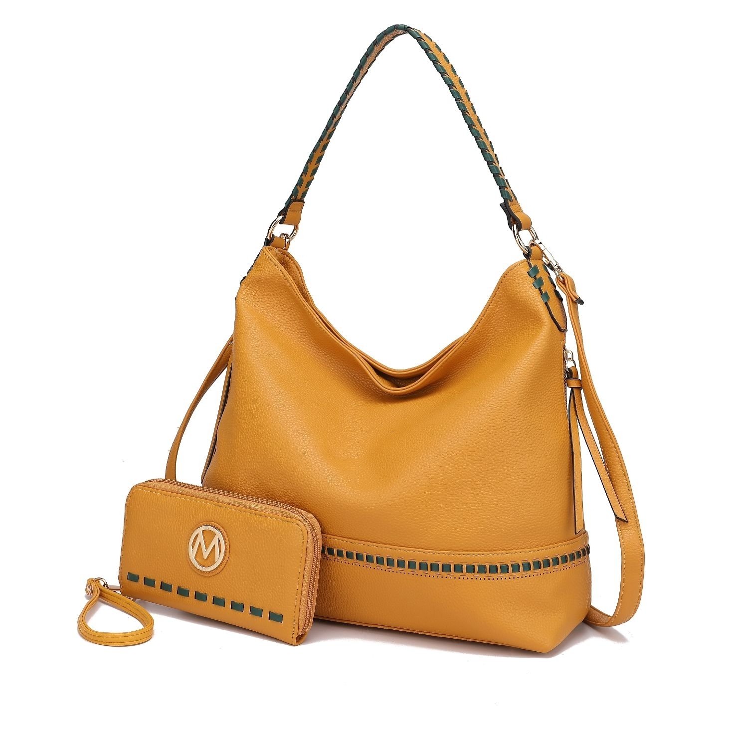 MKF Collection Blake Two-tone Whip Stitches Vegan Leather Women’s Shoulder Bag With Wallet By Mia K- 2 Pieces - Yellow