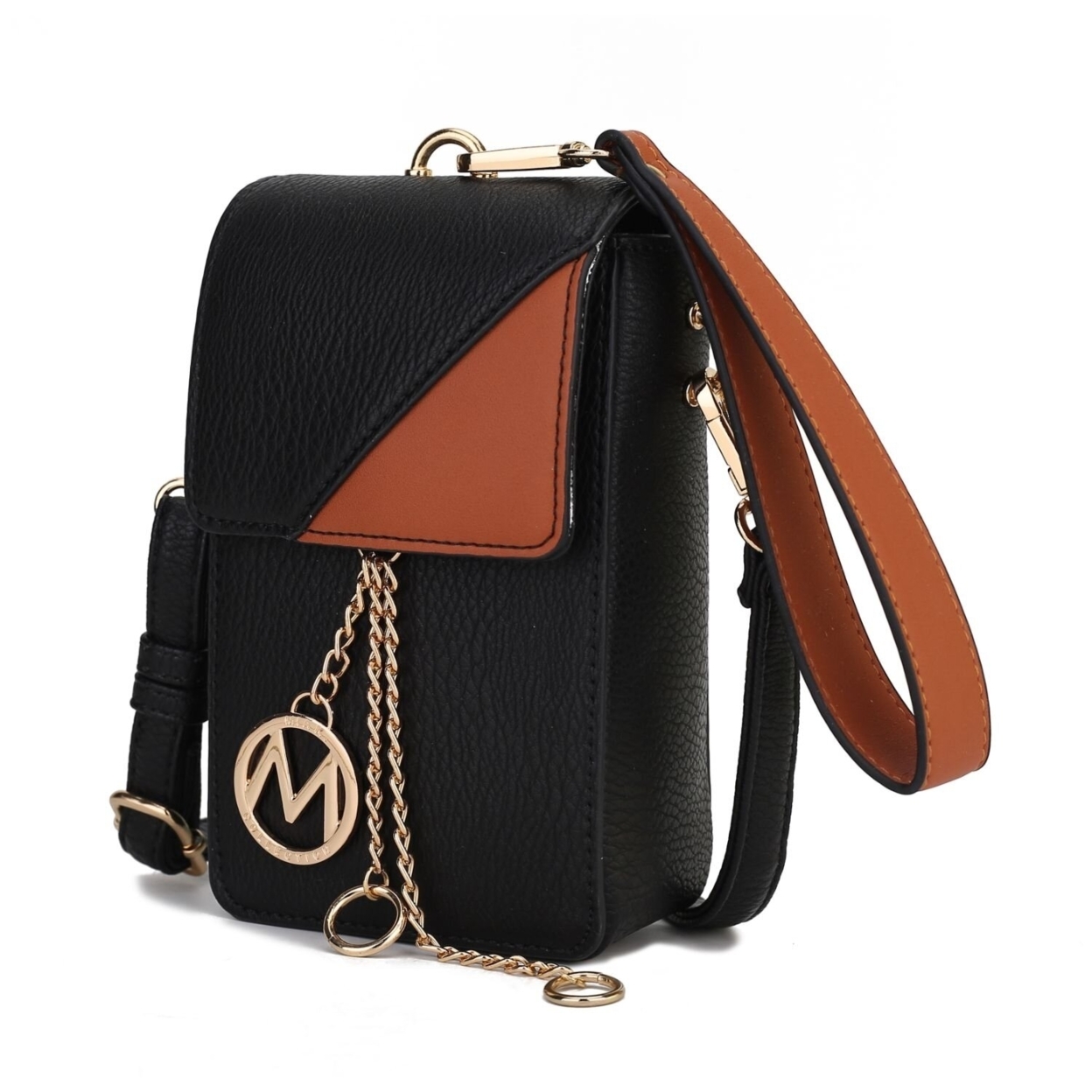 MKF Collection Hannah Crossbody & Wristlet Handbag By Mia K. - Black Cognac