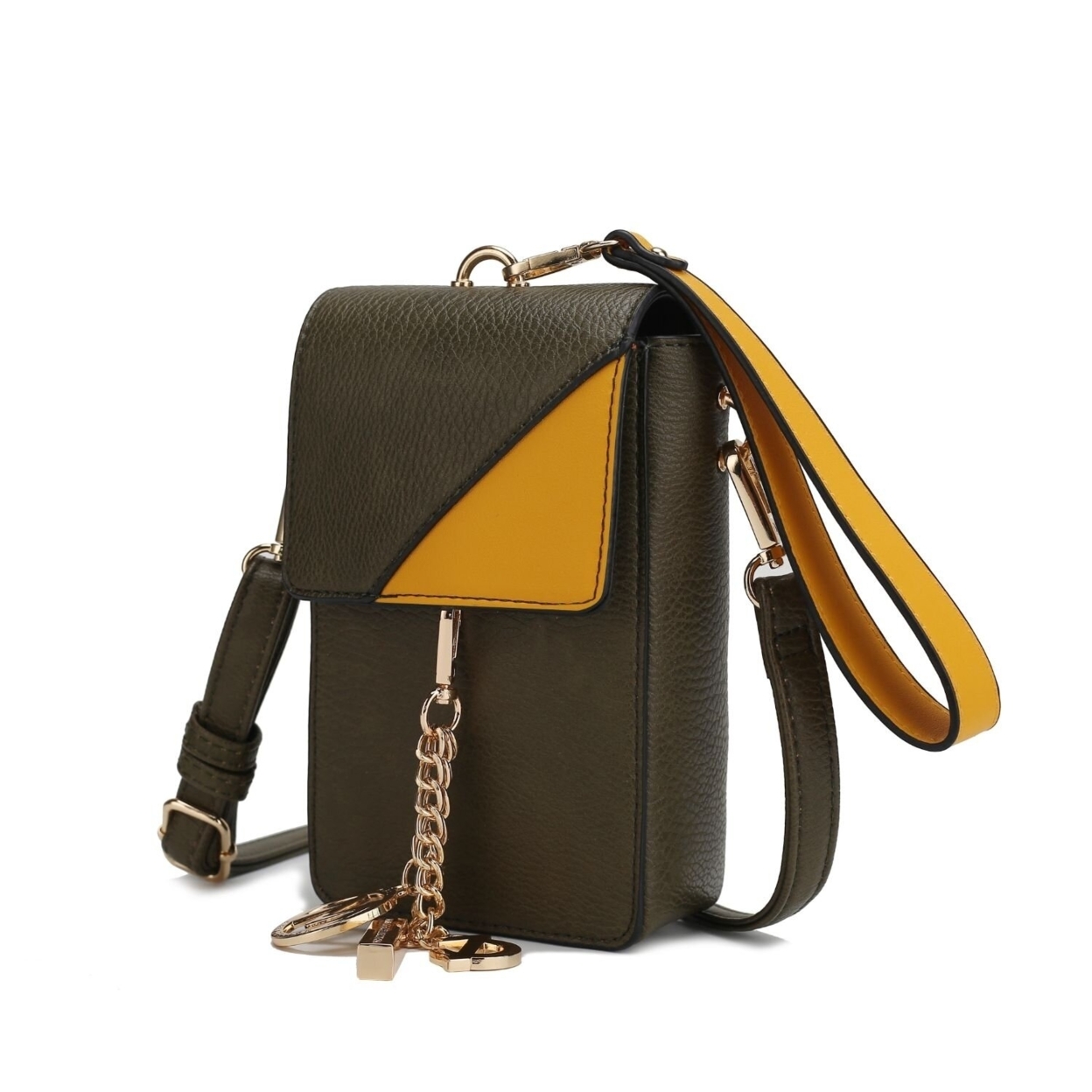 MKF Collection Hannah Crossbody & Wristlet Handbag By Mia K. - Olive Mustard