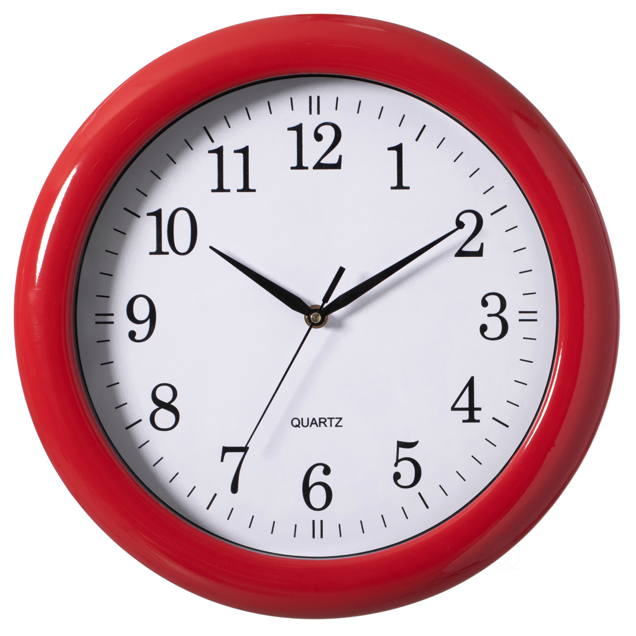Decorative Classic Round Wall Clock For Living Room, Kitchen, Dining Room, Plastic - Red