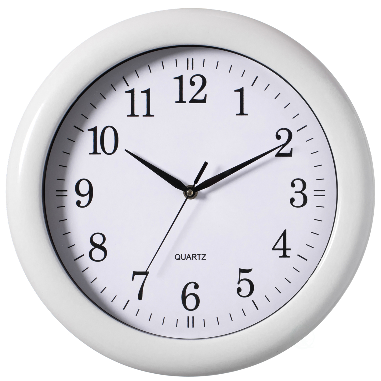 Decorative Classic Round Wall Clock For Living Room, Kitchen, Dining Room, Plastic - White