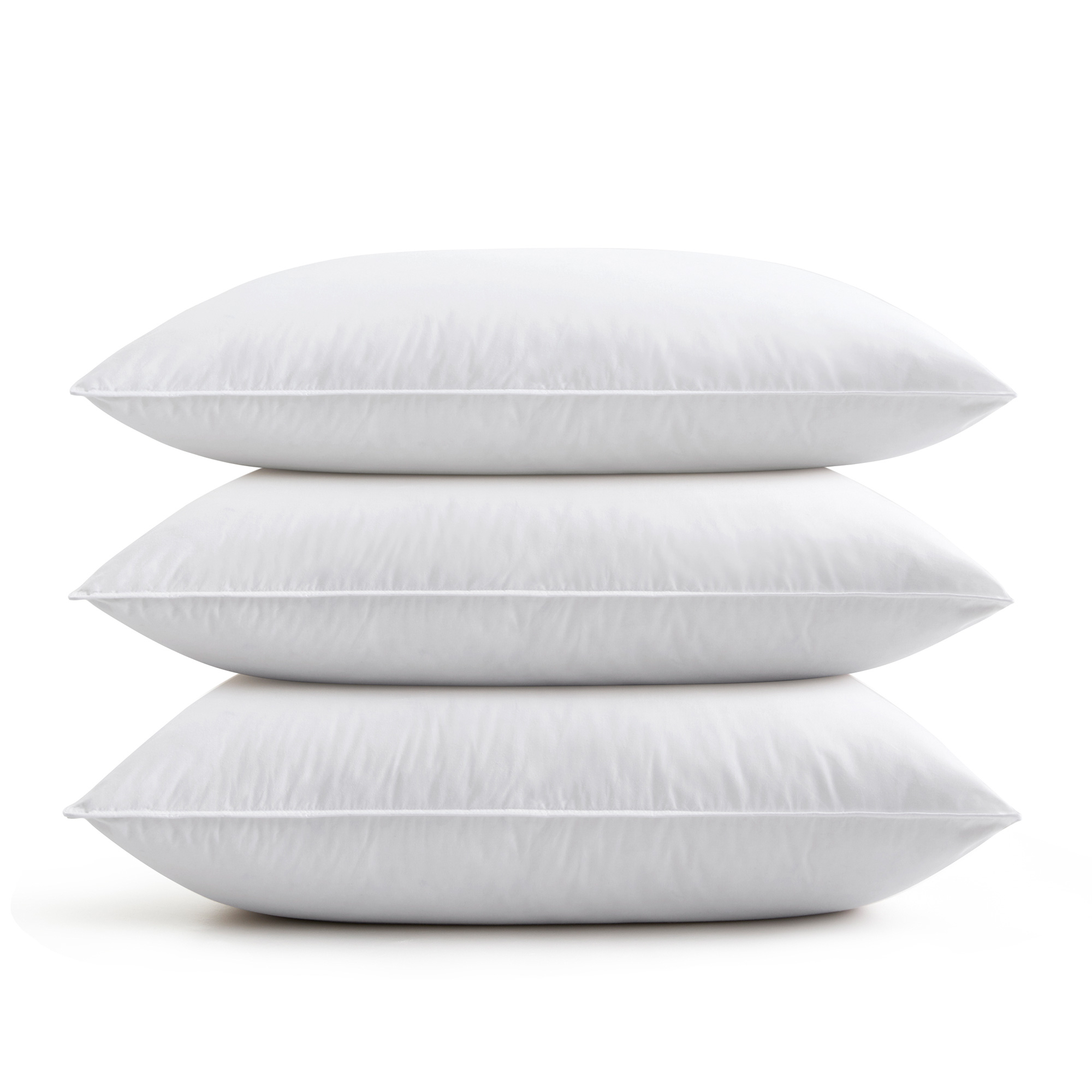 2 Pack Feather Down Pillows with Pillow-in-a-pillow Design, Downproof Cotton Shell 300 Thread Count, Available in 3 Densities, Soft, Medium - White,