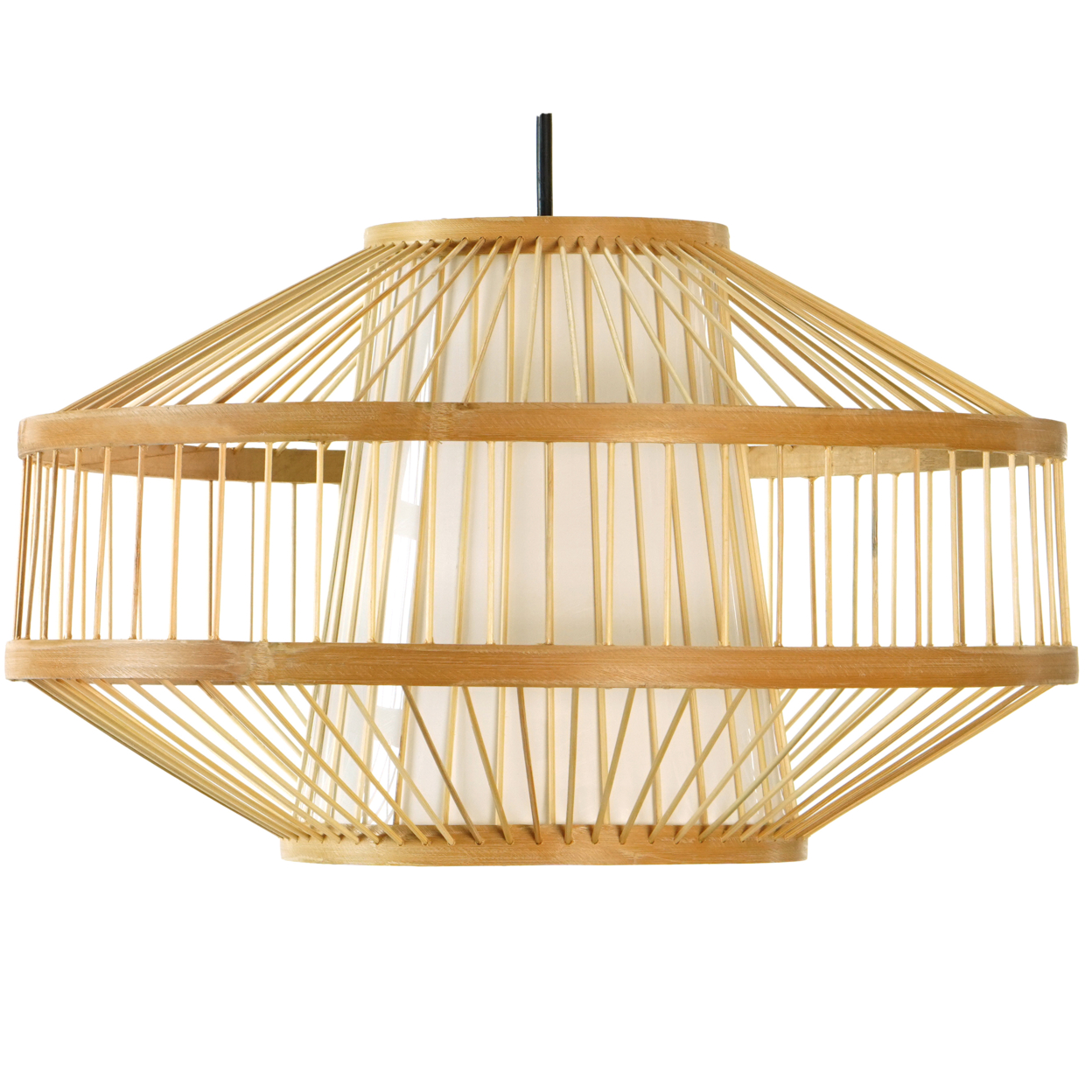 Modern Bamboo Lantern Pendant Lamp Hanging Light Shade For Entryway And Living Room - Medium