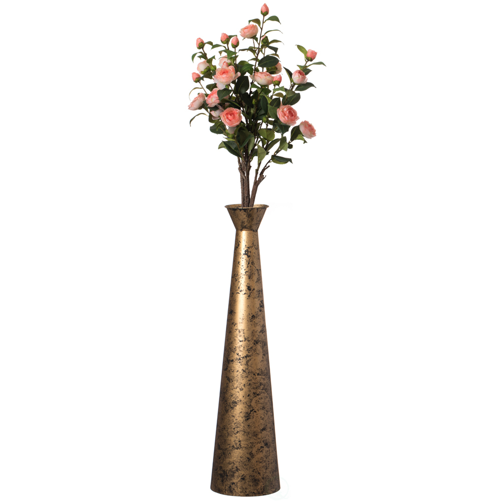 Brushed Paint Unique Straight Design Metal Decorative Floor Vase Flower Holder For Entryway, Living Room, Or Dining Room-Perfect For Display