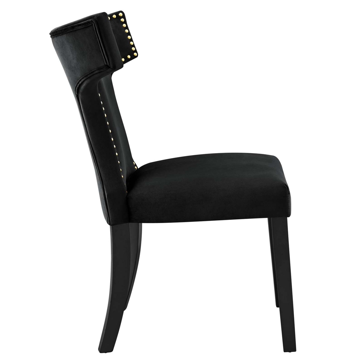 Curve Performance Velvet Dining Chairs - Set Of 2, Black