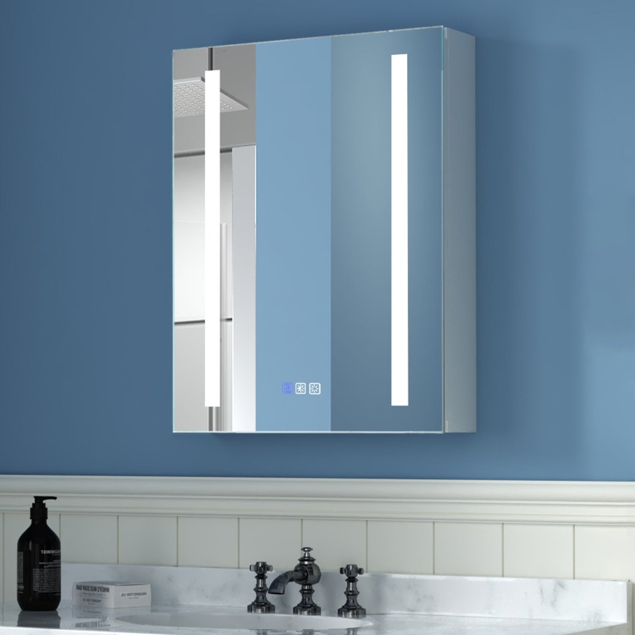 ExBrite 20 x 26 inch Surface Mount or Recessed Medicine Cabinet with Mirror Rectangular Sliver - Door Open Left