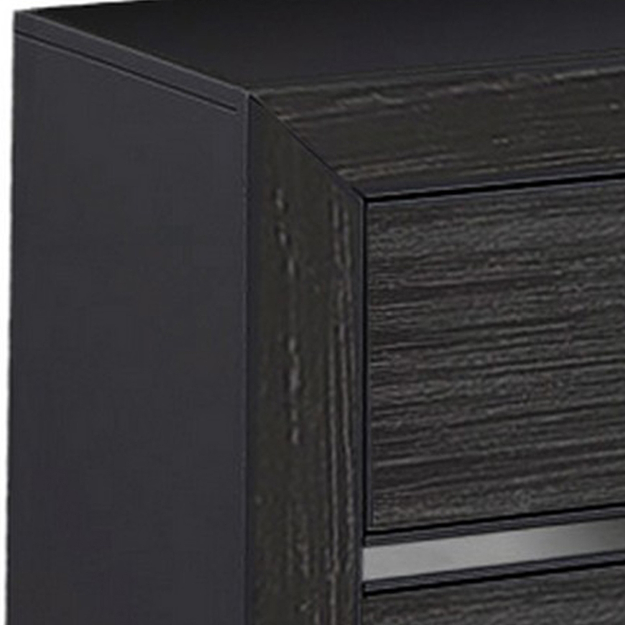 Abrie 23 Inch Solid Wood Nightstand, 2 Drawers, Crystal Handles, Dark Gray- Saltoro Sherpi