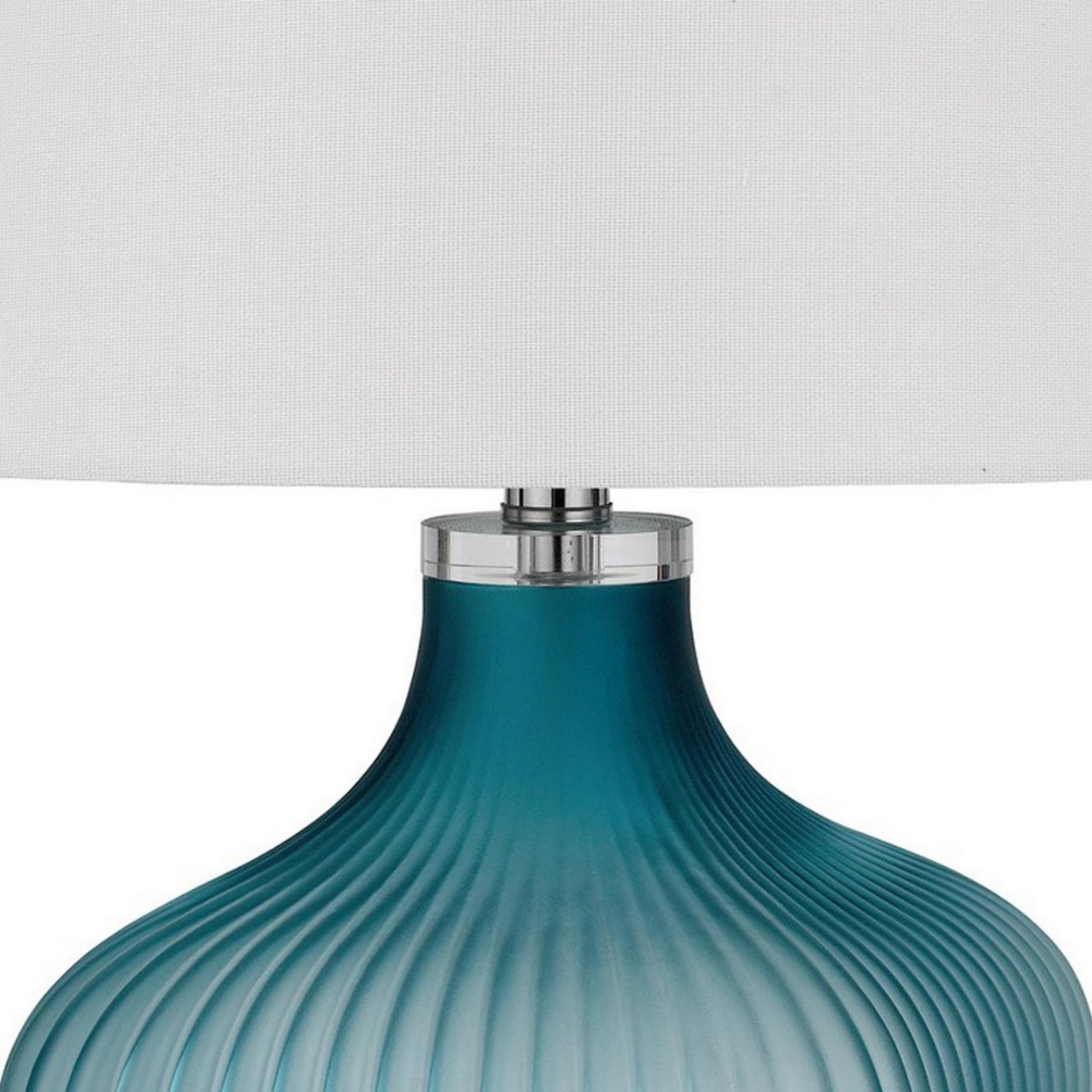 26 Inch Modern Accent Table Lamp, Unique Tapered Glass Base, Aqua Blue- Saltoro Sherpi