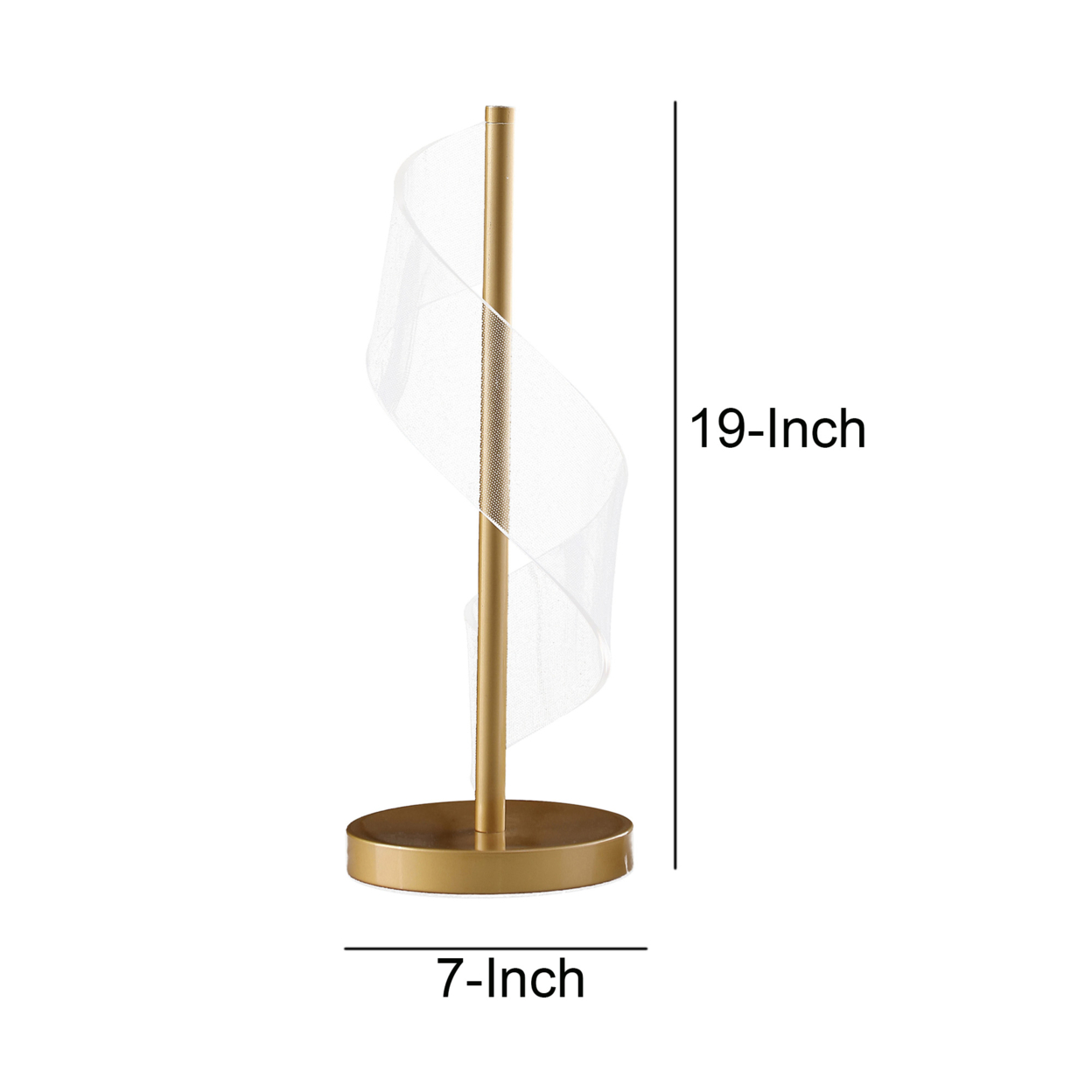 19 Inch Accent Table Lamp, S Design Wave Shade, Metal Base, White, Gold- Saltoro Sherpi