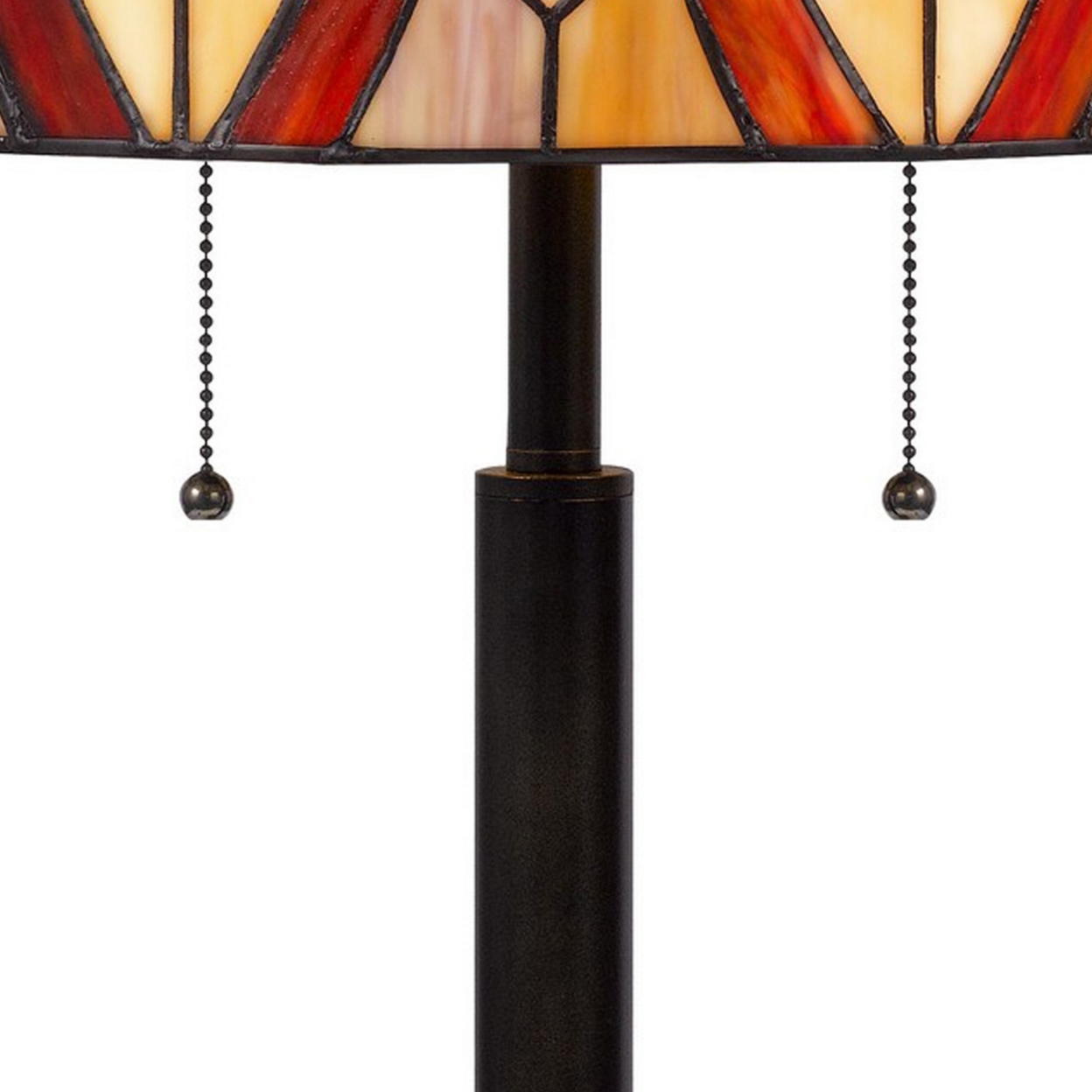 Eli 24 Inch Tiffany Style Table Lamp, Glass Shade, Antique Bronze- Saltoro Sherpi