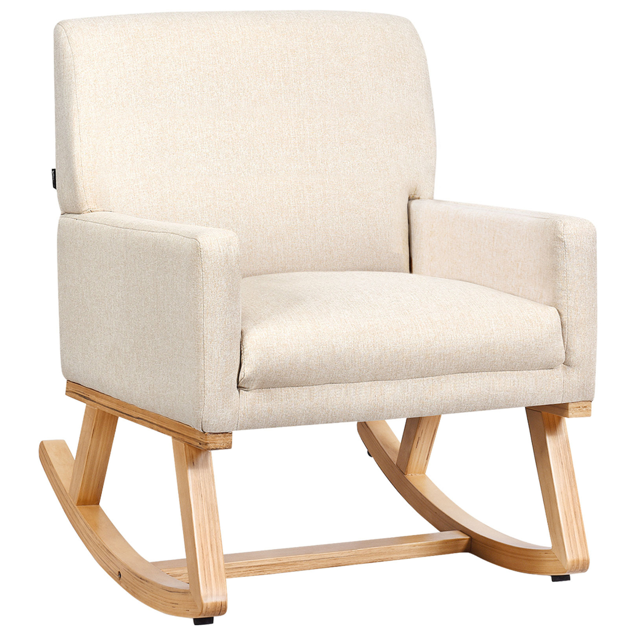 Mid Century Fabric Rocking Chair Upholstered Accent Armchair Lounge Chair Beige/Gray - Beige