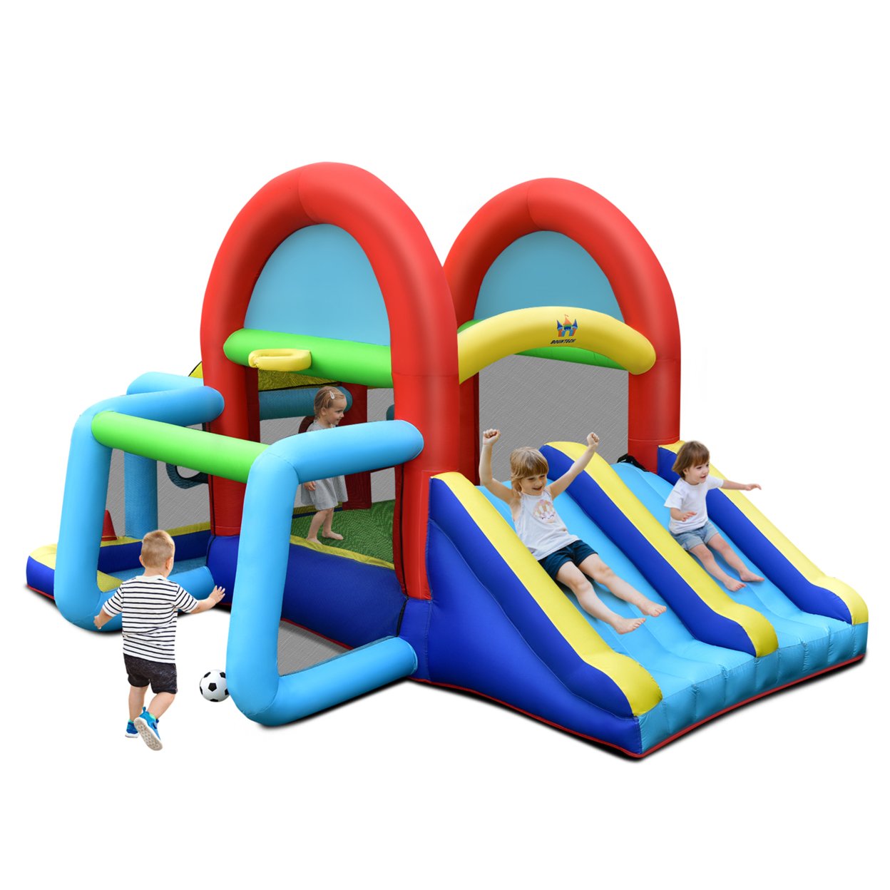 Kids Inflatable Bounce House Bouncer Castle W/ Double Slides Without Blower