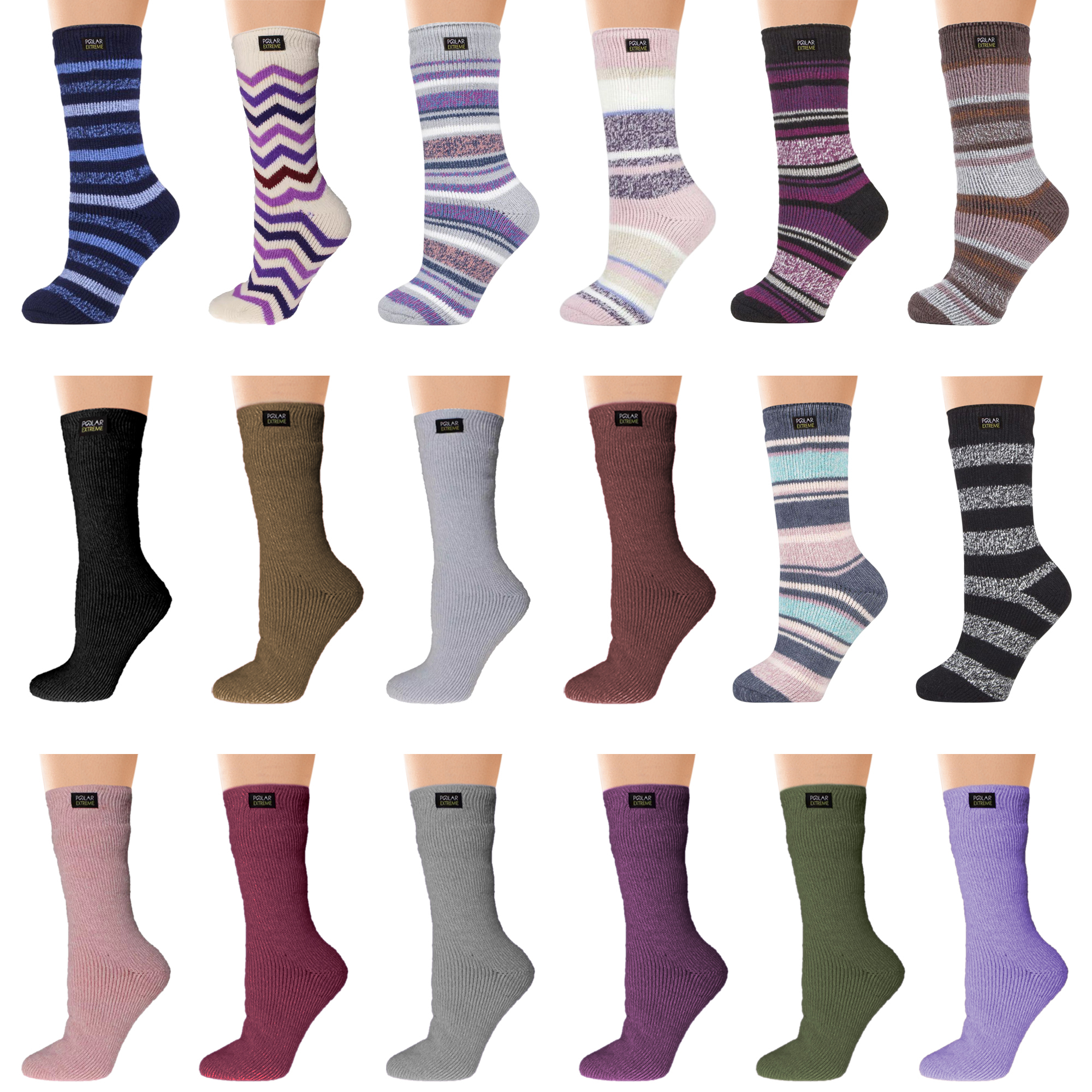 4-Pairs: Women's Polar Extreme Thermal Insulated Soft Winter Warm Crew Socks