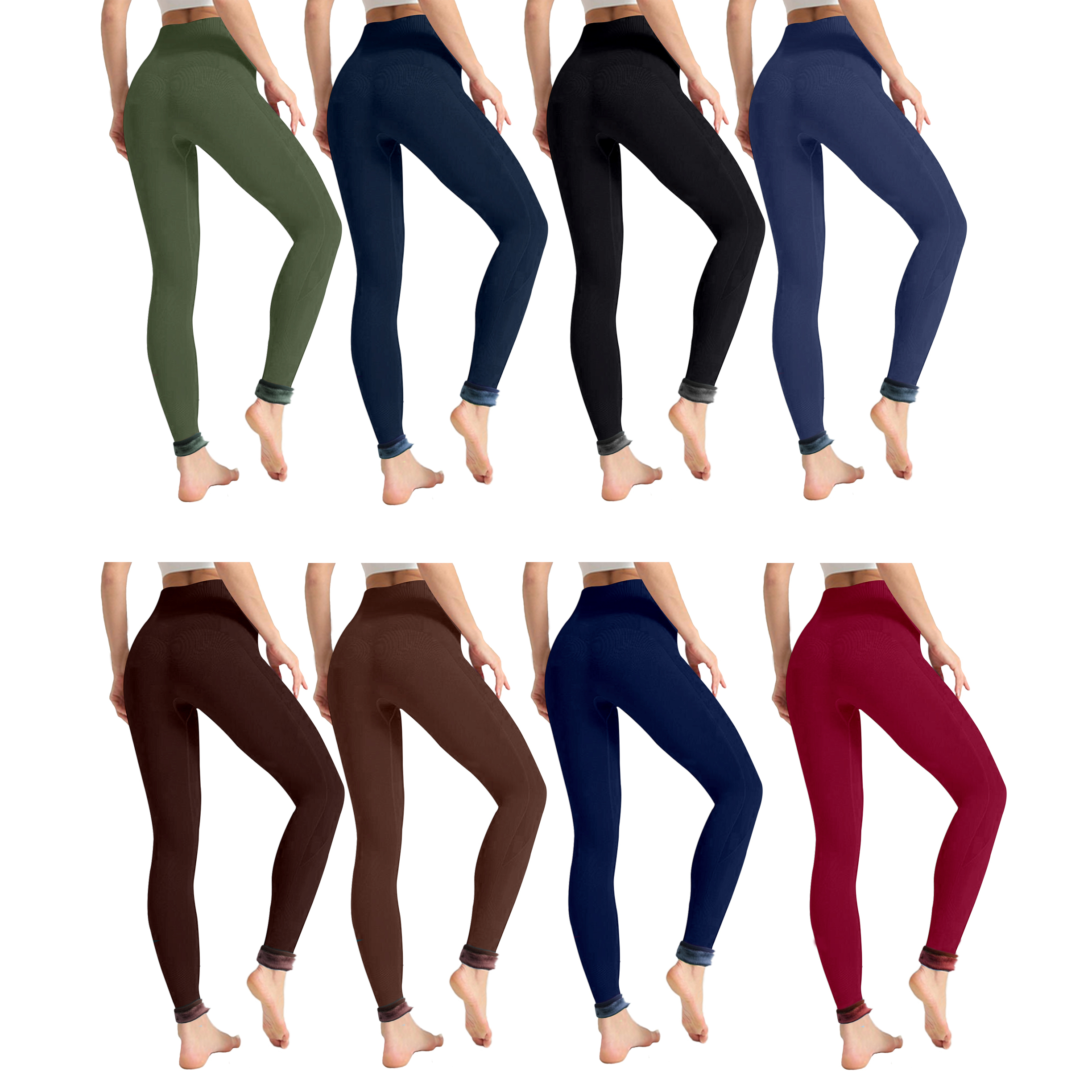 3-Pack: Women's Winter Warm Thick Fur Lined Thermal Leggings - Assorted, Small/Medium