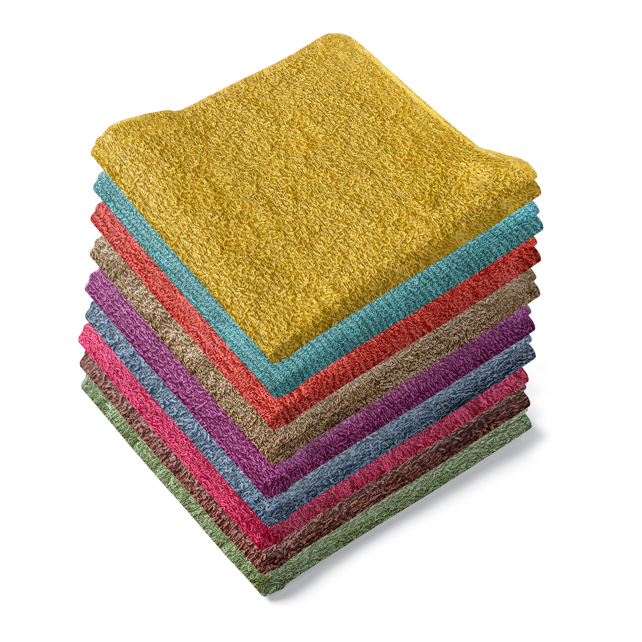 Multi-Pack: Absorbent 100% Cotton Kitchen Cleaning Dish Cloths 12x12 Face Wash Cloth - 6-PK