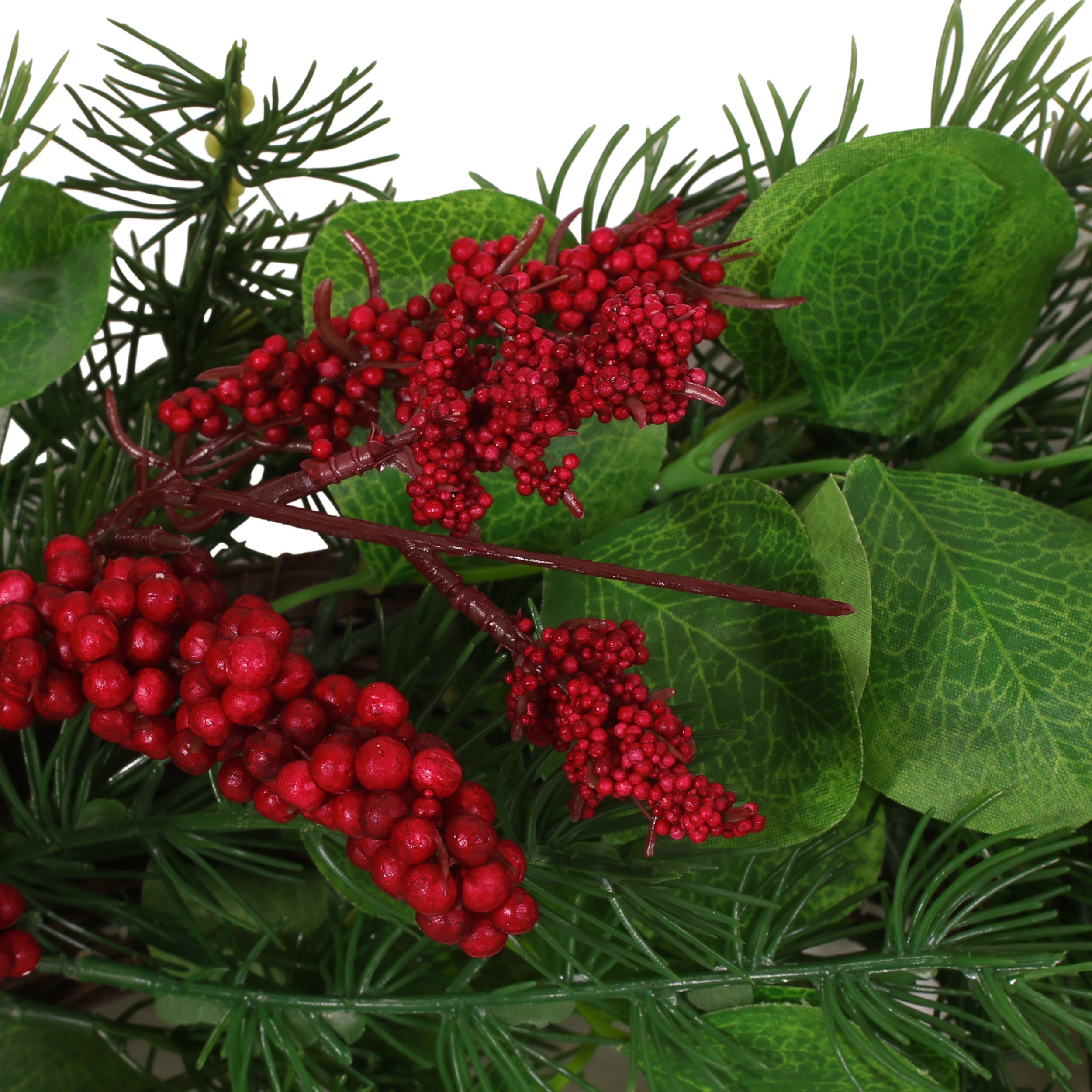 Davian 25.5 Inch Eucalyptus And Pine Artificial Wreath With Berries - Green + Red