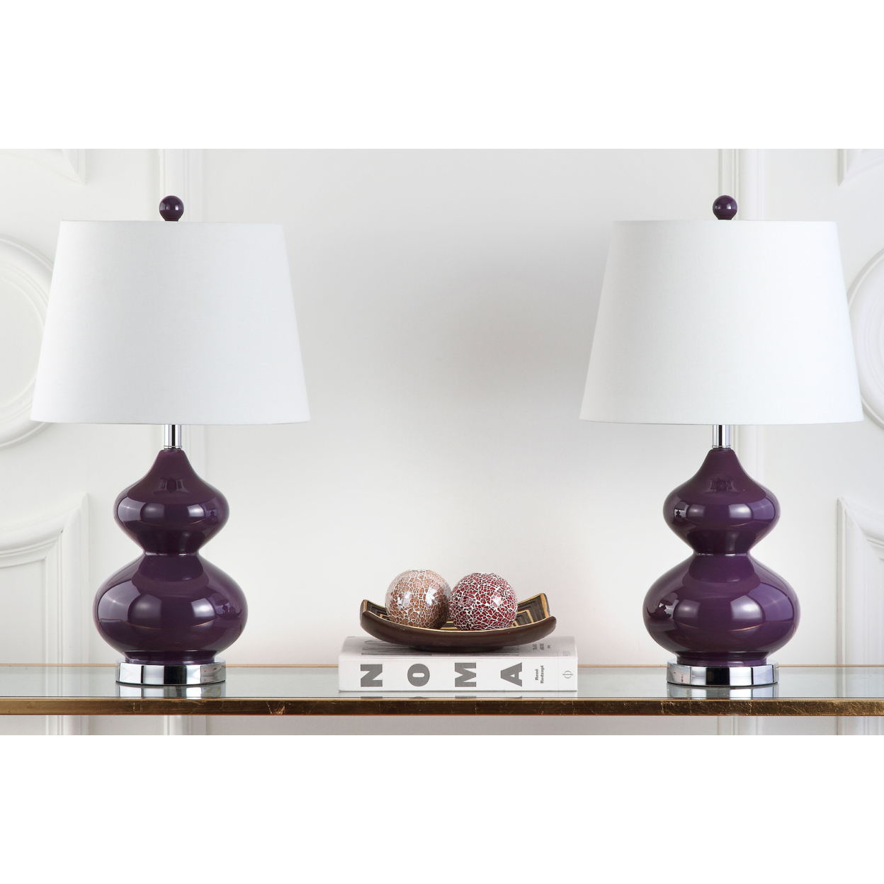SAFAVIEH Eva Double Gourd Table Lamp (Set Of 2) , Dark Purple ,
