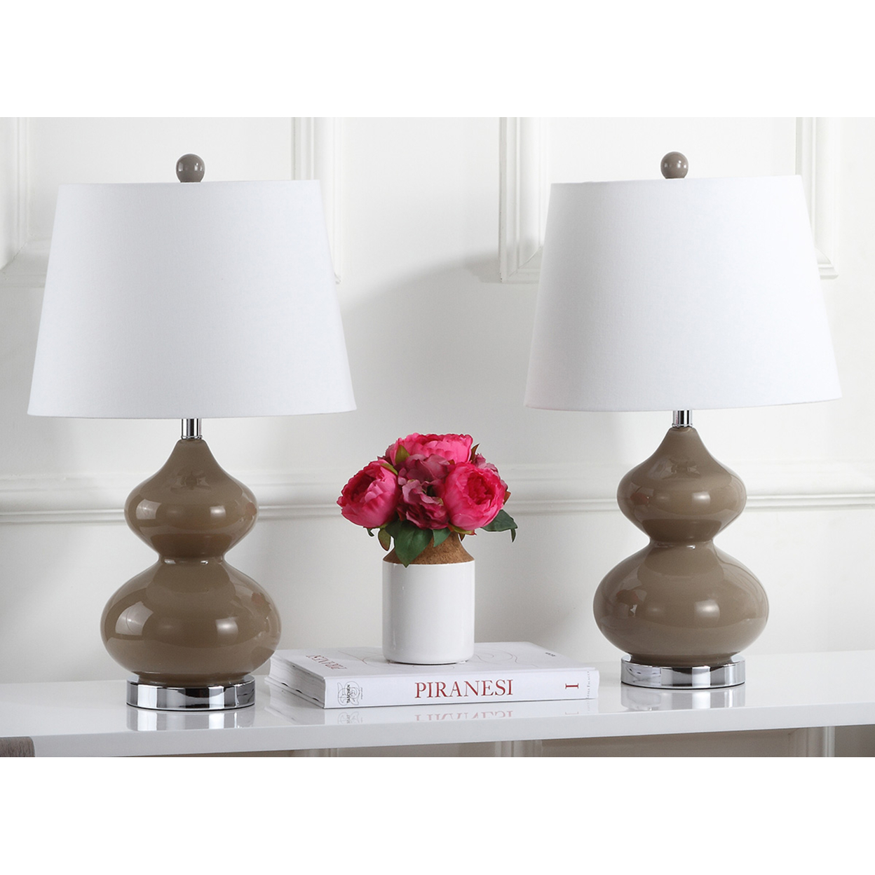 SAFAVIEH Eva Double Gourd Table Lamp (Set Of 2) , Taupe ,
