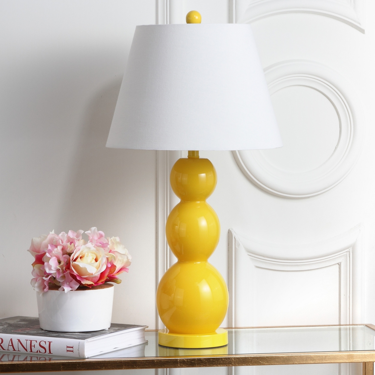 SAFAVIEH Jayne 3 Sphere Table Lamp (Set Of 2) , Yellow ,