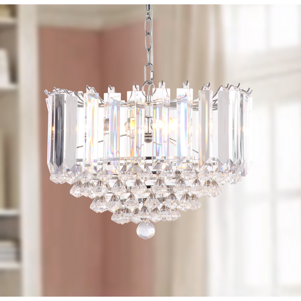 SAFAVIEH Hampton Pendant Lamp , Clear / Chrome ,