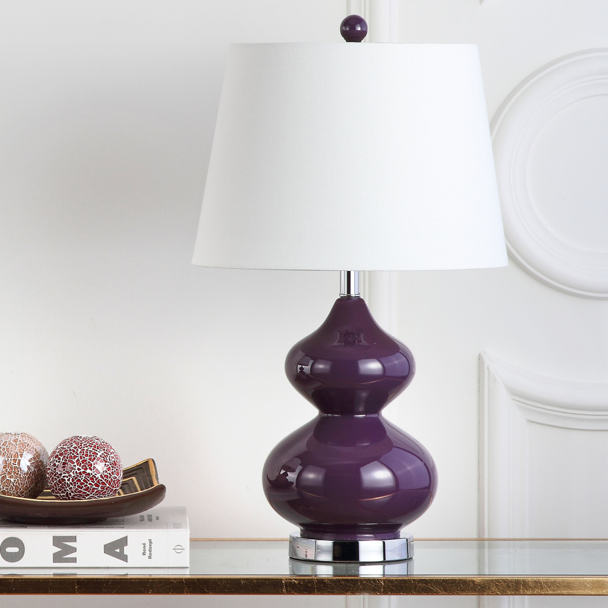 SAFAVIEH Eva Double Gourd Table Lamp (Set Of 2) , Dark Purple ,