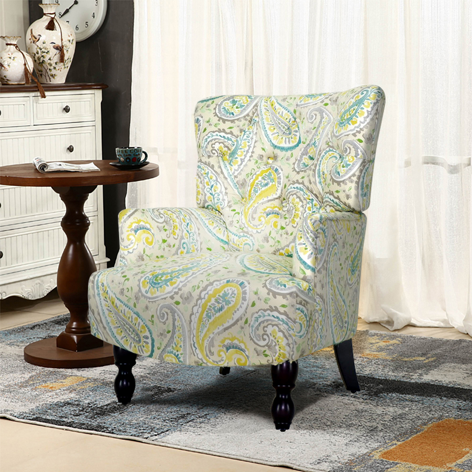 27.5Inch Wide Pattern Upholstered Armchair B 27.5'x34.25'x38.5'