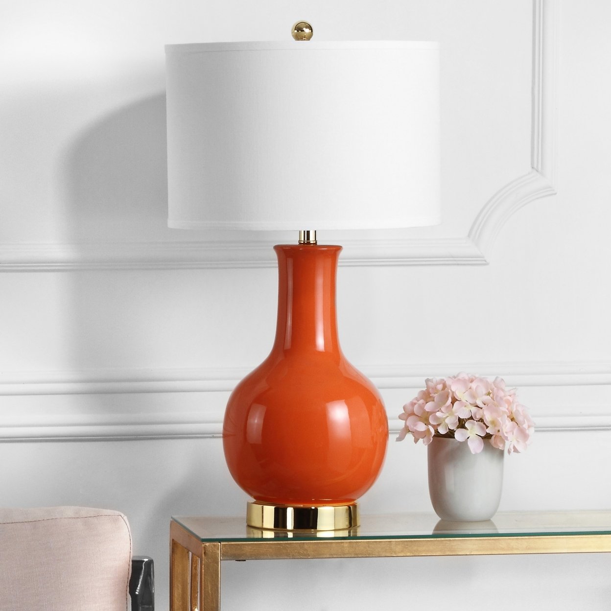 SAFAVIEH Ceramic Paris Lamp , Orange ,