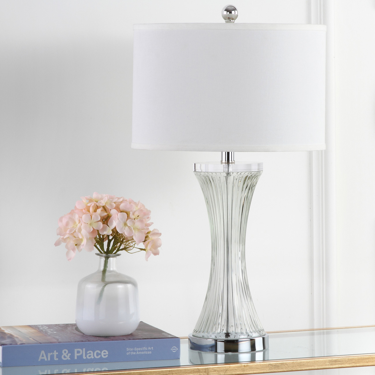 SAFAVIEH Zelda Glass Lamp (Set Of 2) , Clear / White ,