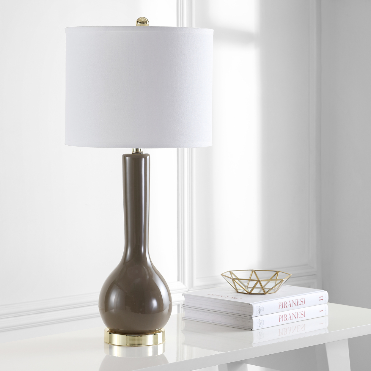 SAFAVIEH Mae Long Neck Table Lamp (Set Of 2) , Taupe ,