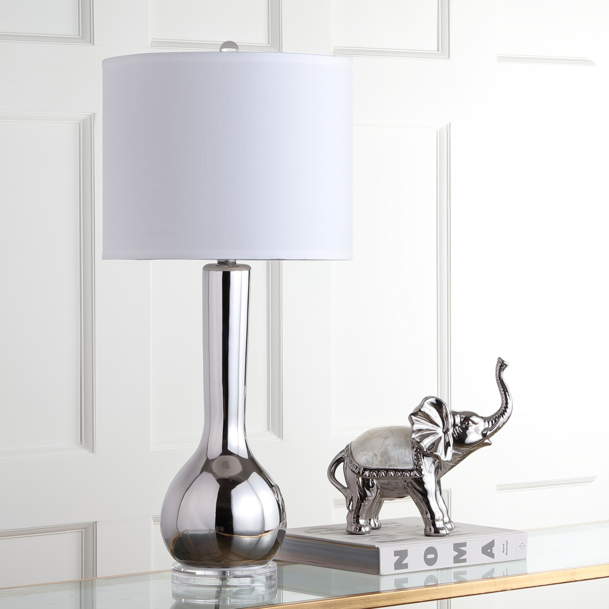 SAFAVIEH Mae Long Neck Table Lamp (Set Of 2) , Silver ,
