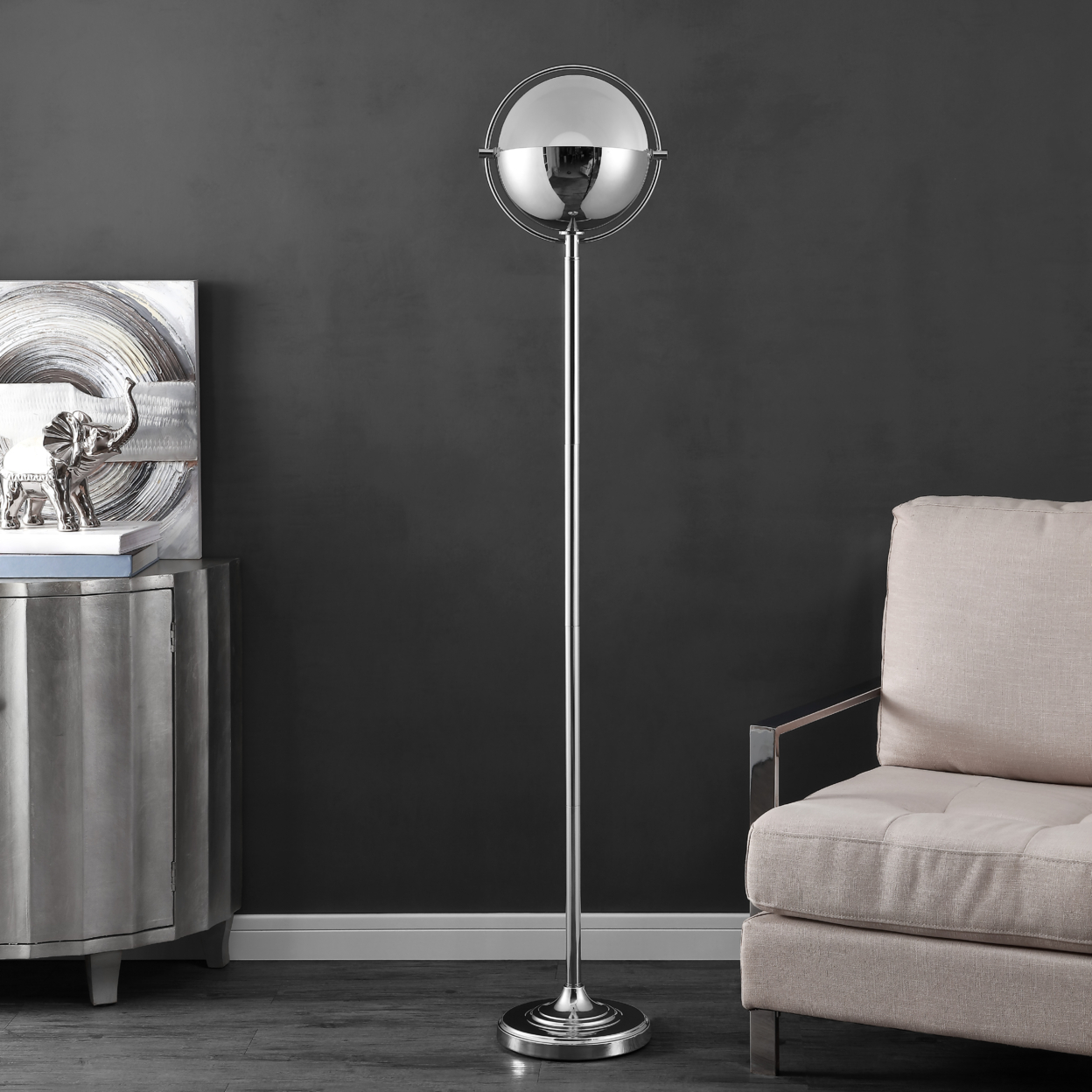 SAFAVIEH Rensa Floor Lamp | Chrome |