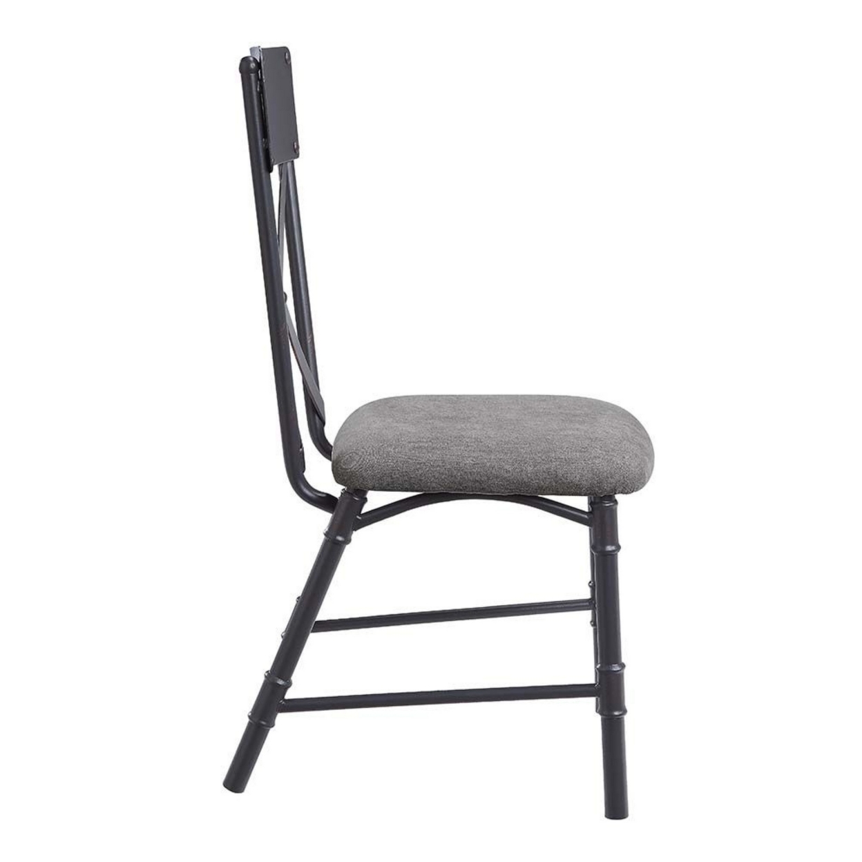 21 Inch Metal Dining Side Chair, Fabric Seat, X Back, Set Of 2, Gray- Saltoro Sherpi