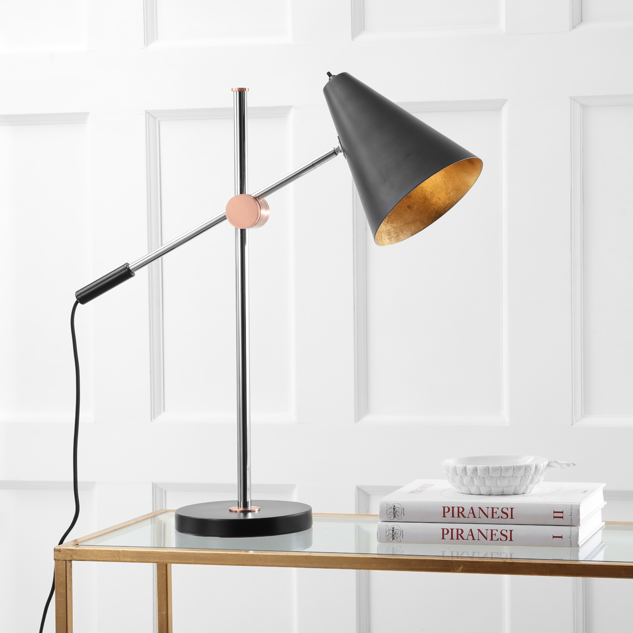 SAFAVIEH Alexus Table Lamp | Chrome / Black |