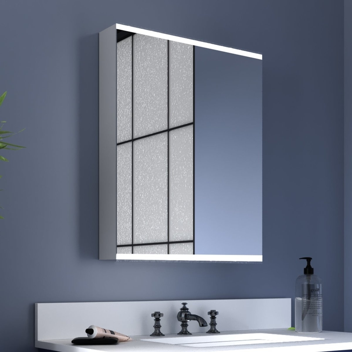 ExBrite 20 x 26 inch LED Bathroom Light Medicine Cabinet with Mirrors Left Side