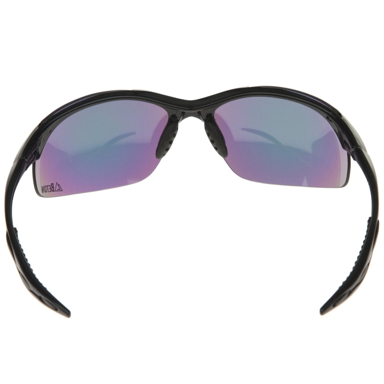 Olympus - Two-Toned Half-Frame Iridescent Lens TR-90 Sports Wrap Sunglasses 68mm - Black-Black / Blue-Purple Mirror