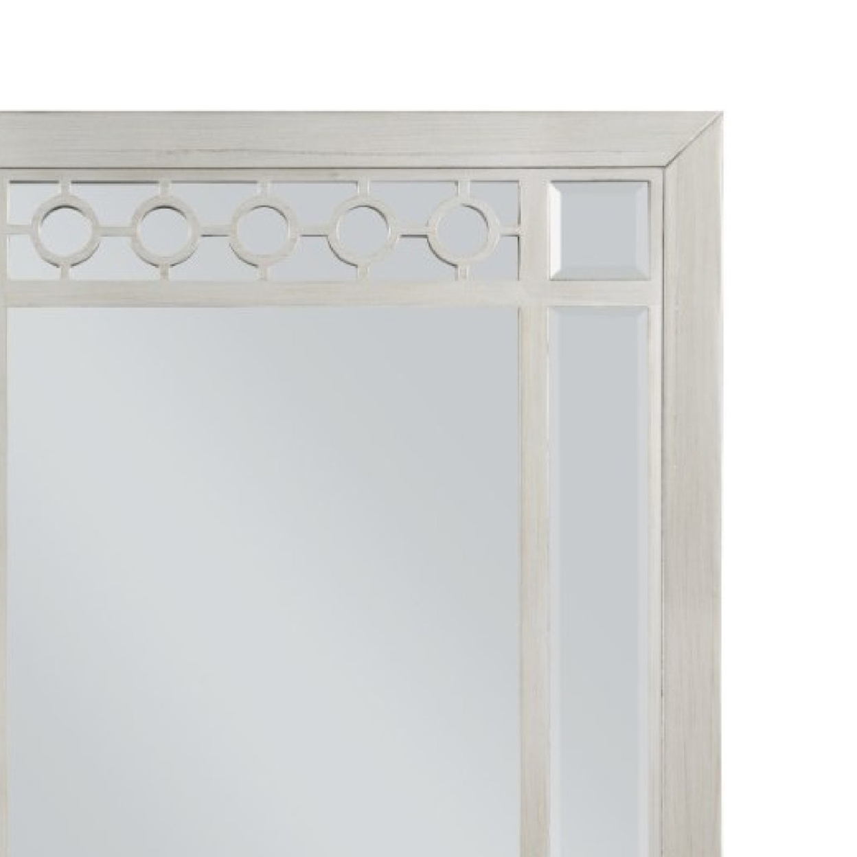 Nic 40 Inch Accent Mirror, Beveled Wood Frame Portrait, Silver- Saltoro Sherpi