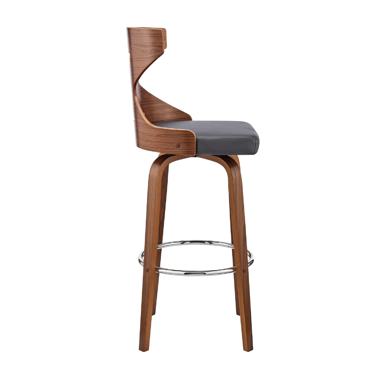 Swivel Barstool With Curved Wooden X Back, Brown And Gray- Saltoro Sherpi