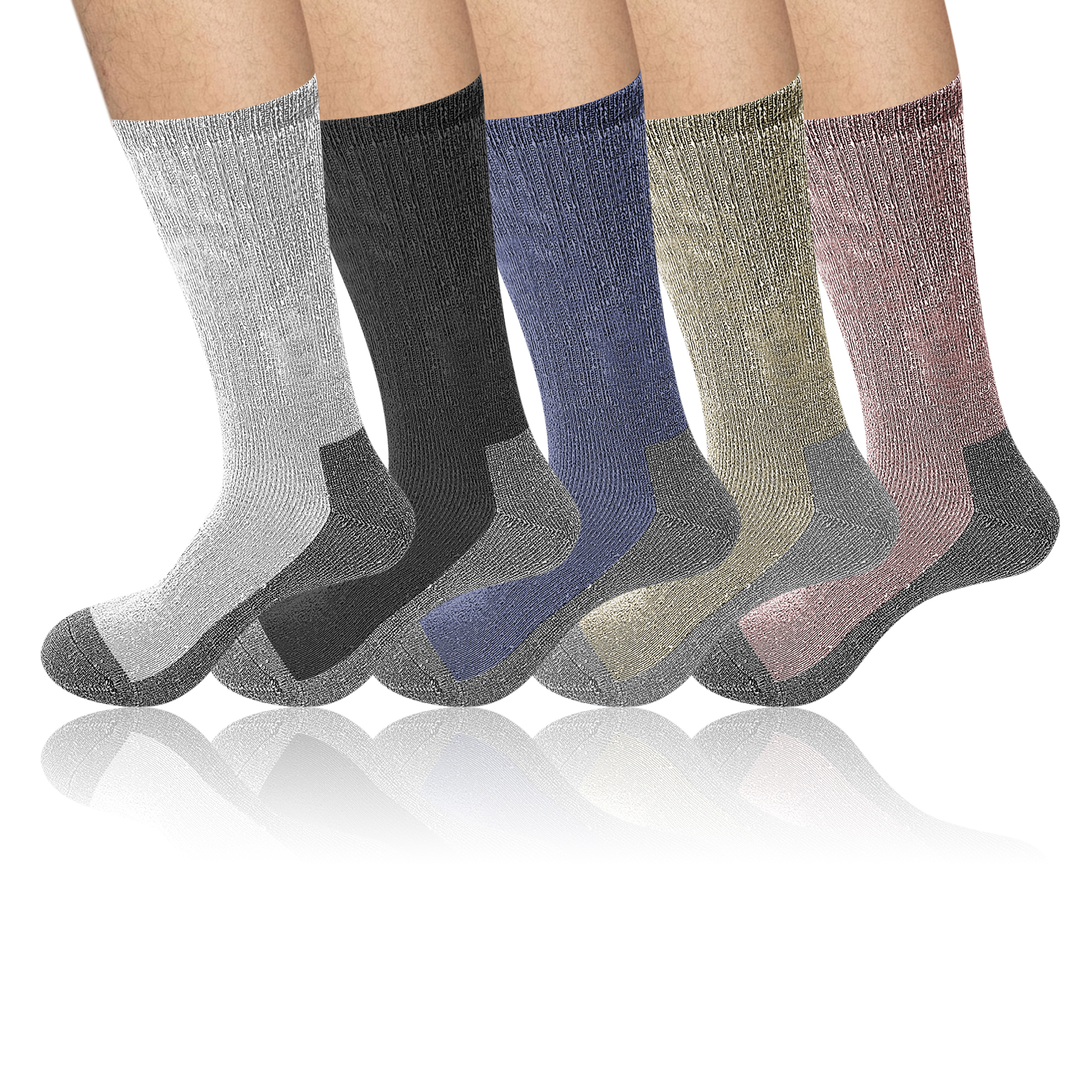 5-Pairs: Men's Warm Thick Merino Lamb Wool Socks For Winter Cold Weathers