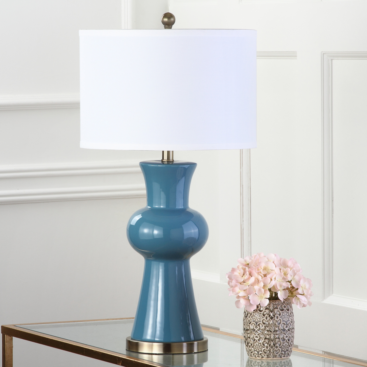 SAFAVIEH Lola Column Table Lamp (Set Of 2) , Blue ,
