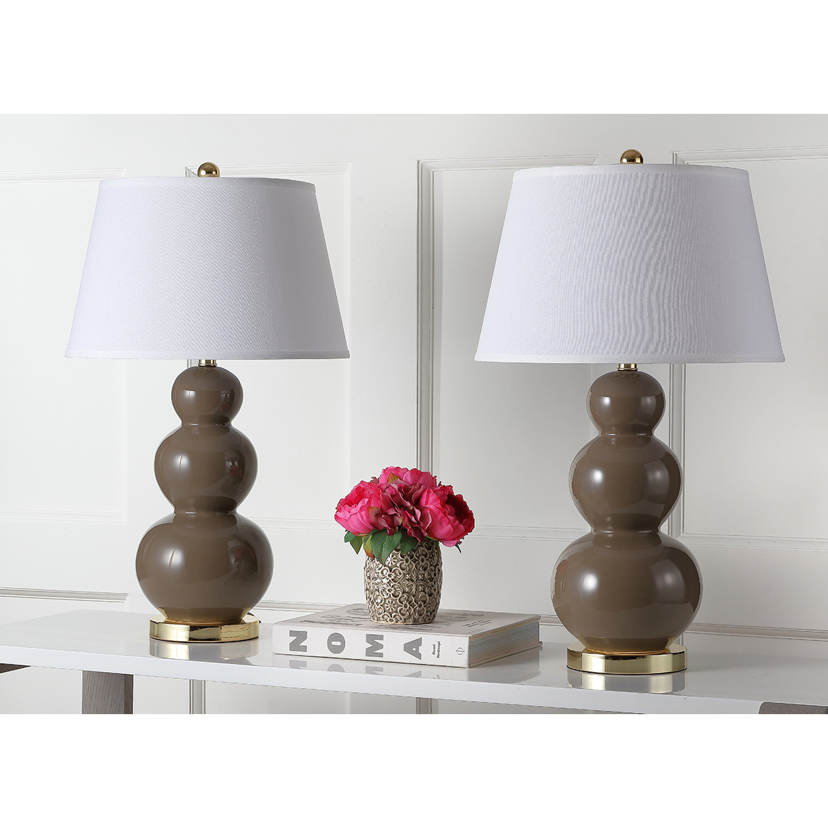 SAFAVIEH Three Gourd Table Lamp (Set Of 2) , Taupe ,