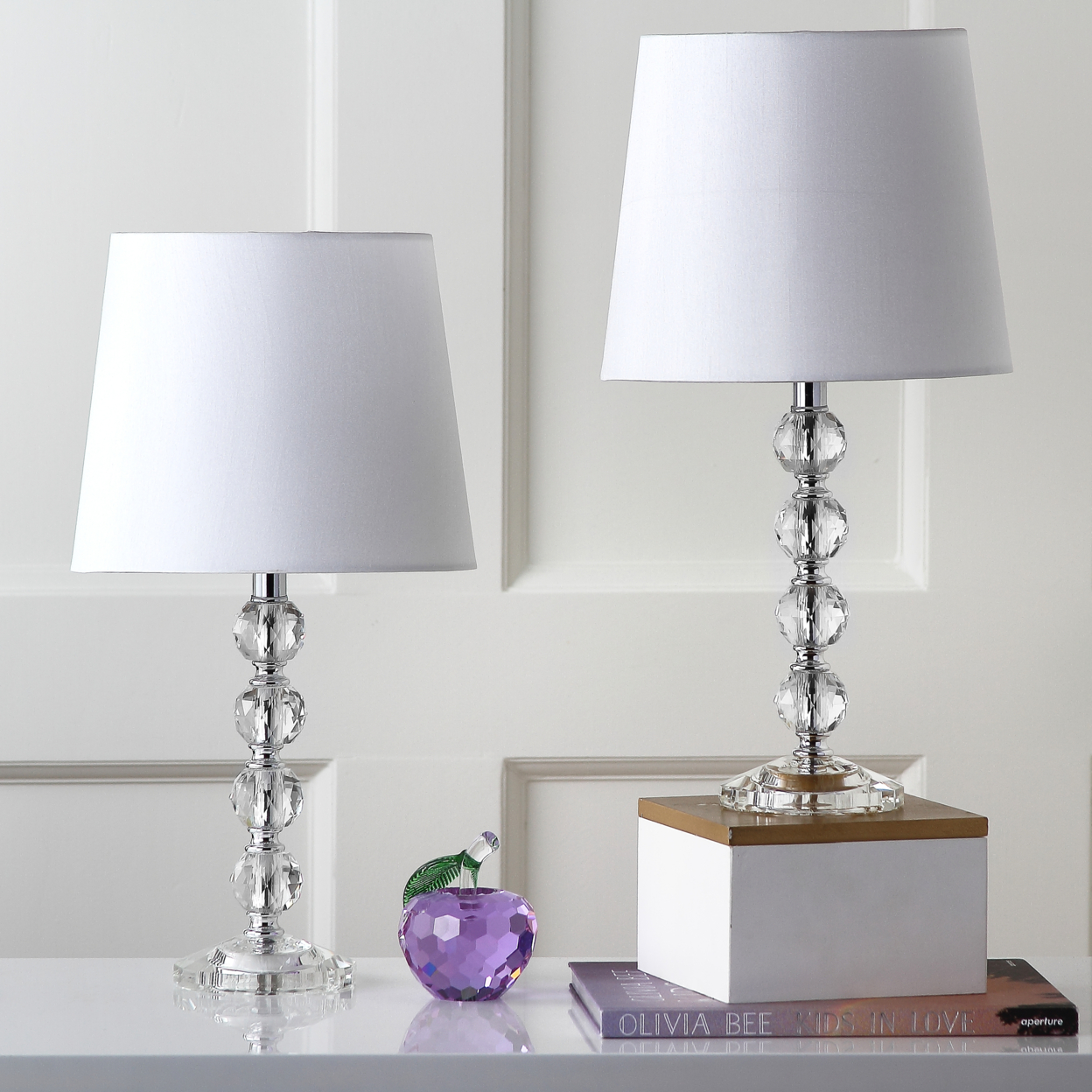 SAFAVIEH Nola Stacked Crystal Ball Lamp (Set Of 2) , Clear / White ,