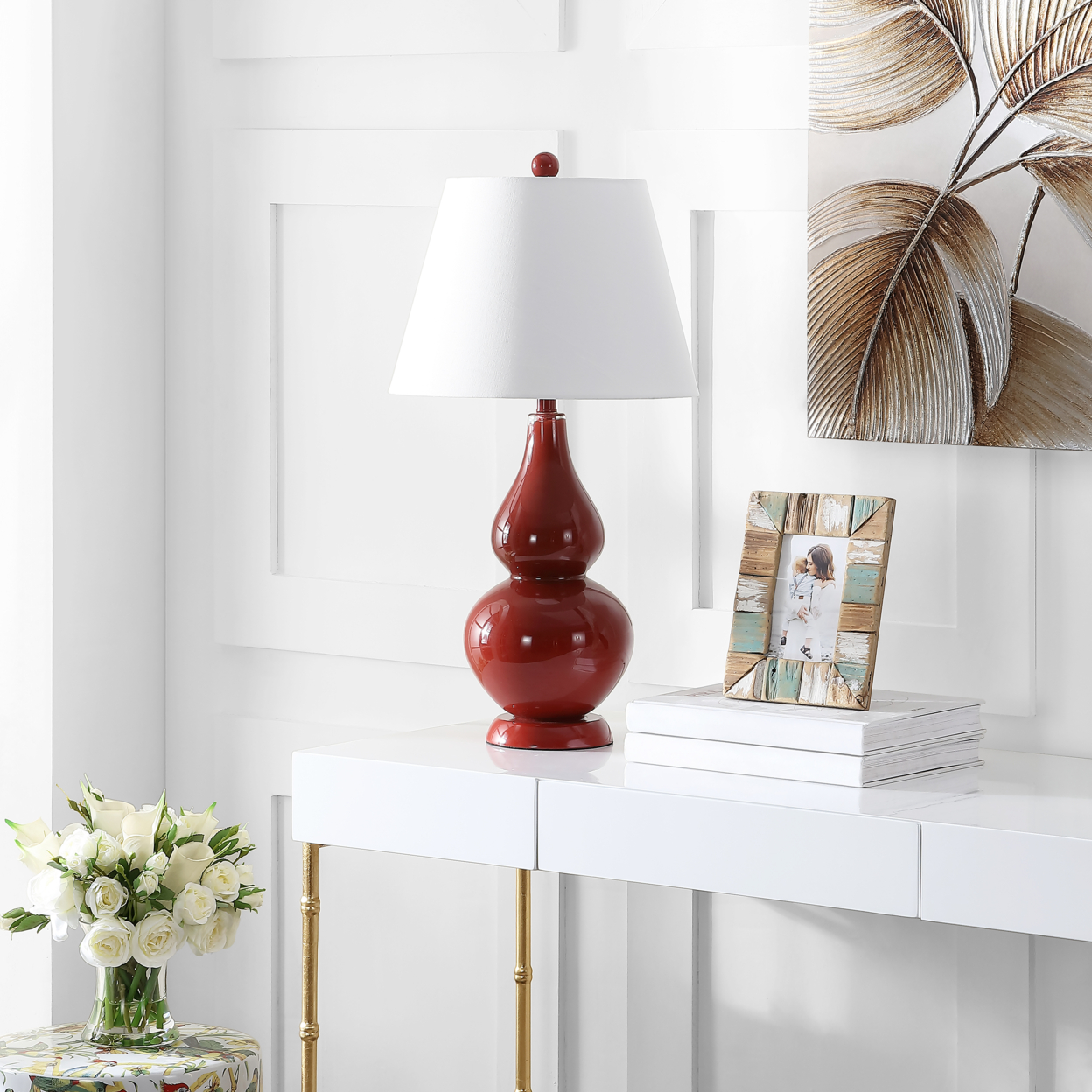 SAFAVIEH Cybil Double Gourd Table Lamp (Set Of 2) , Red ,