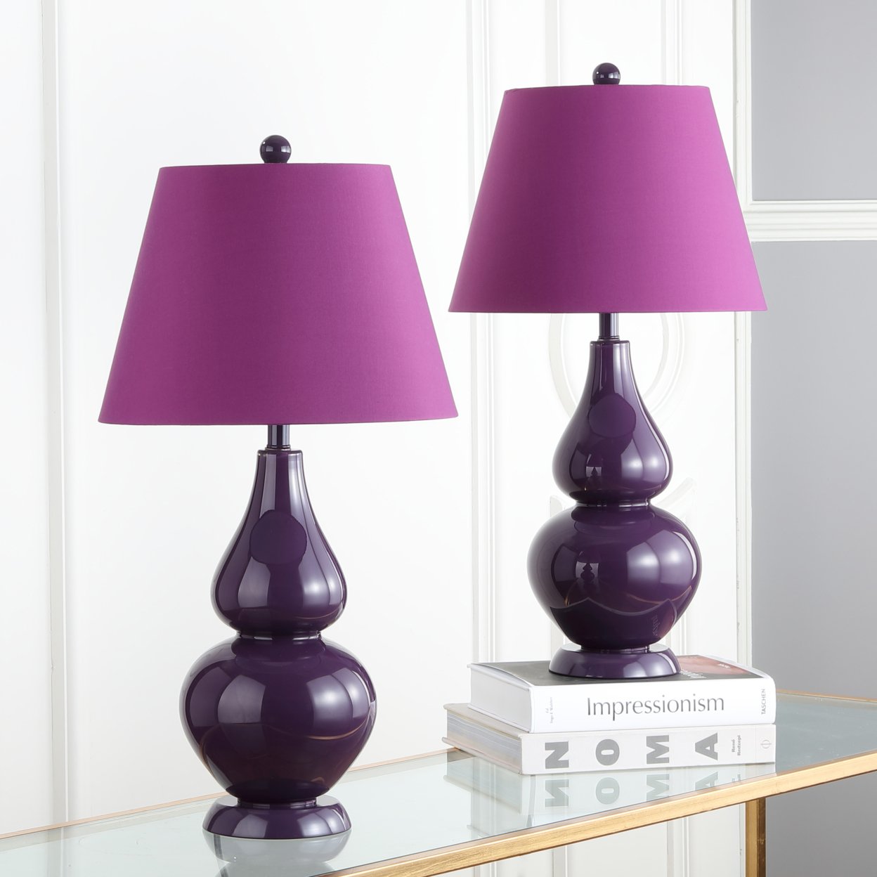 SAFAVIEH Cybil Double Gourd Table Lamp (Set Of 2) , Dark Purple ,