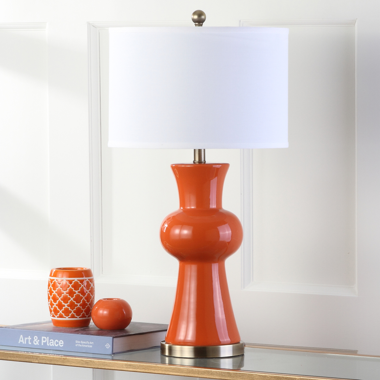 SAFAVIEH Lola Column Table Lamp (Set Of 2) , Orange ,