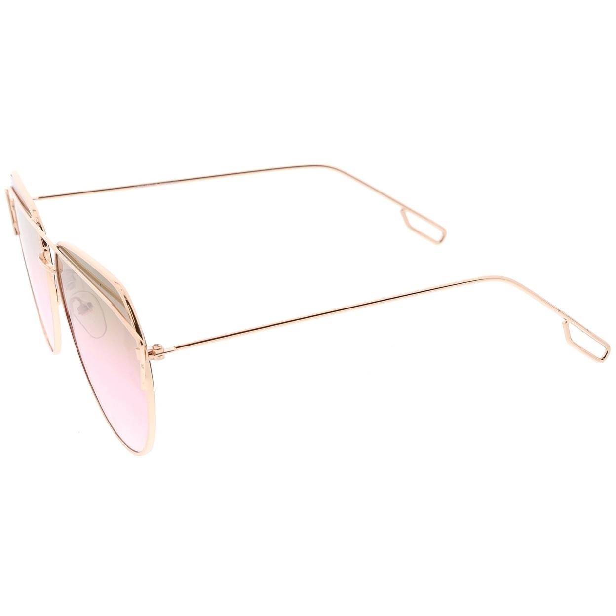 Modern Aviator Sunglasses Metal Crossbar Slim Arms Color Gradient Flat Lens 58mm - Silver / Pink Yellow