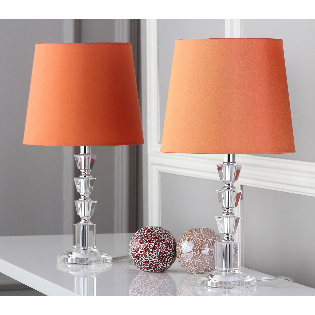 SAFAVIEH Harlow Tiered Crystal Lamp (Set Of 2) , Clear / Orange ,