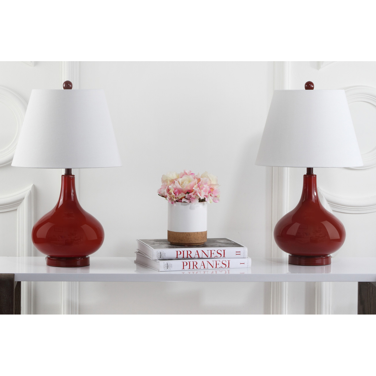 SAFAVIEH Amy Gourd Table Lamp (Set Of 2) , Red ,